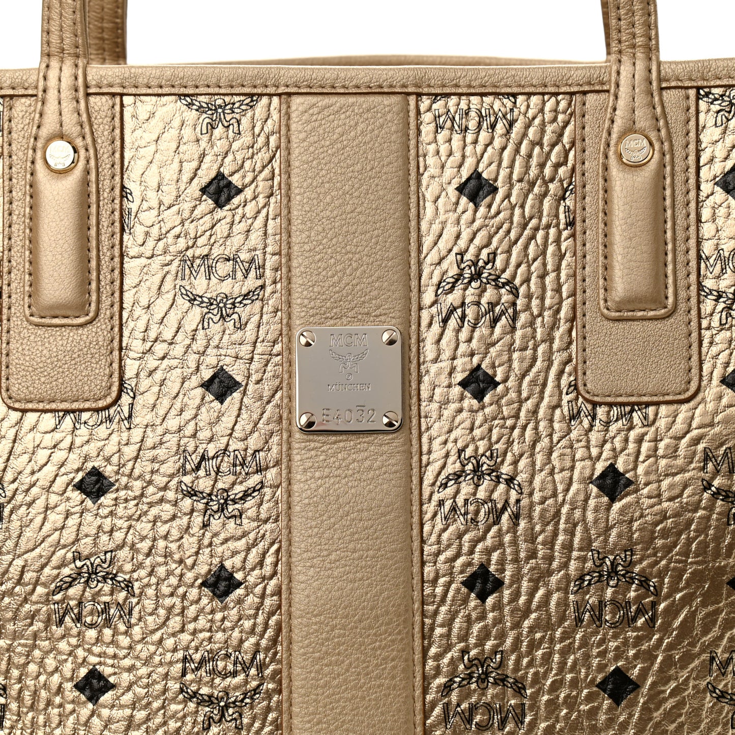 Metallic Visetos Medium Liz Reversible Shopper Tote Gold