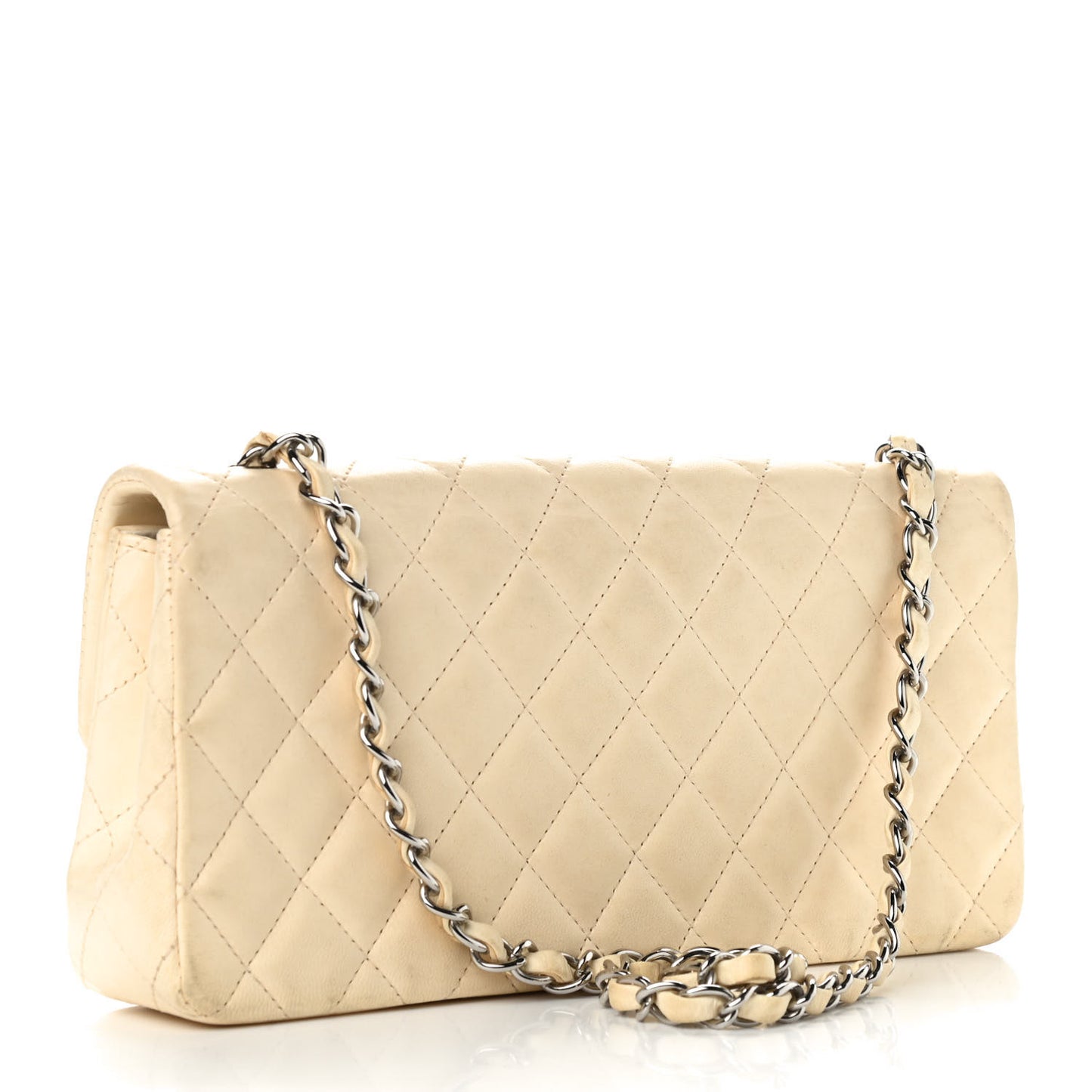 Lambskin Quilted East West Flap White