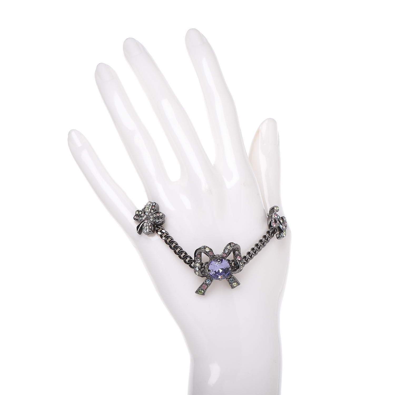 Chanel Ruthenium Crystal CC Charm Bracelet Multicolor 2 of 4
