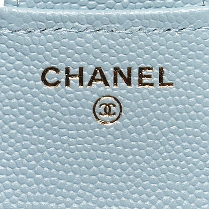 Chanel Caviar Quilted Compact Flap Wallet Light Blue 6 of 9