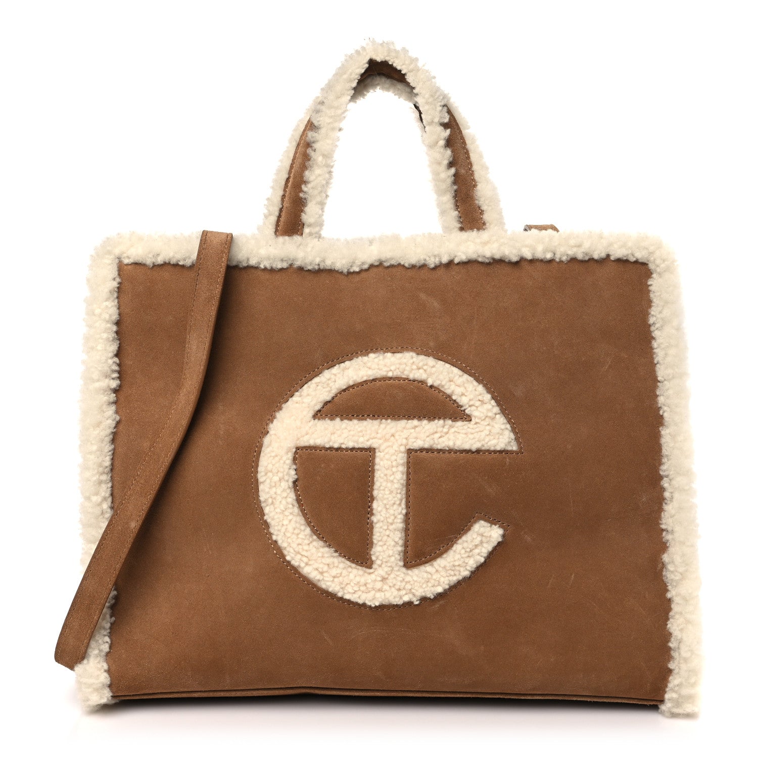 Telfar X UGG Suede Shearling Medium Shopping Bag Chestnut 1 of 8