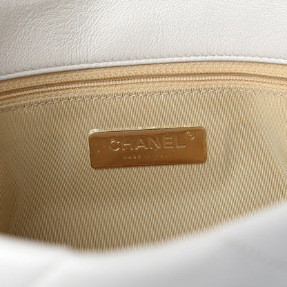Chanel Goatskin Quilted Medium 19 Flap White 5 of 10