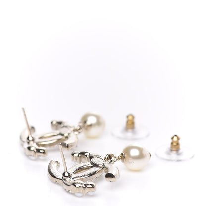 Chanel Crystal Pearl CC Drop Earrings Gold 4 of 5