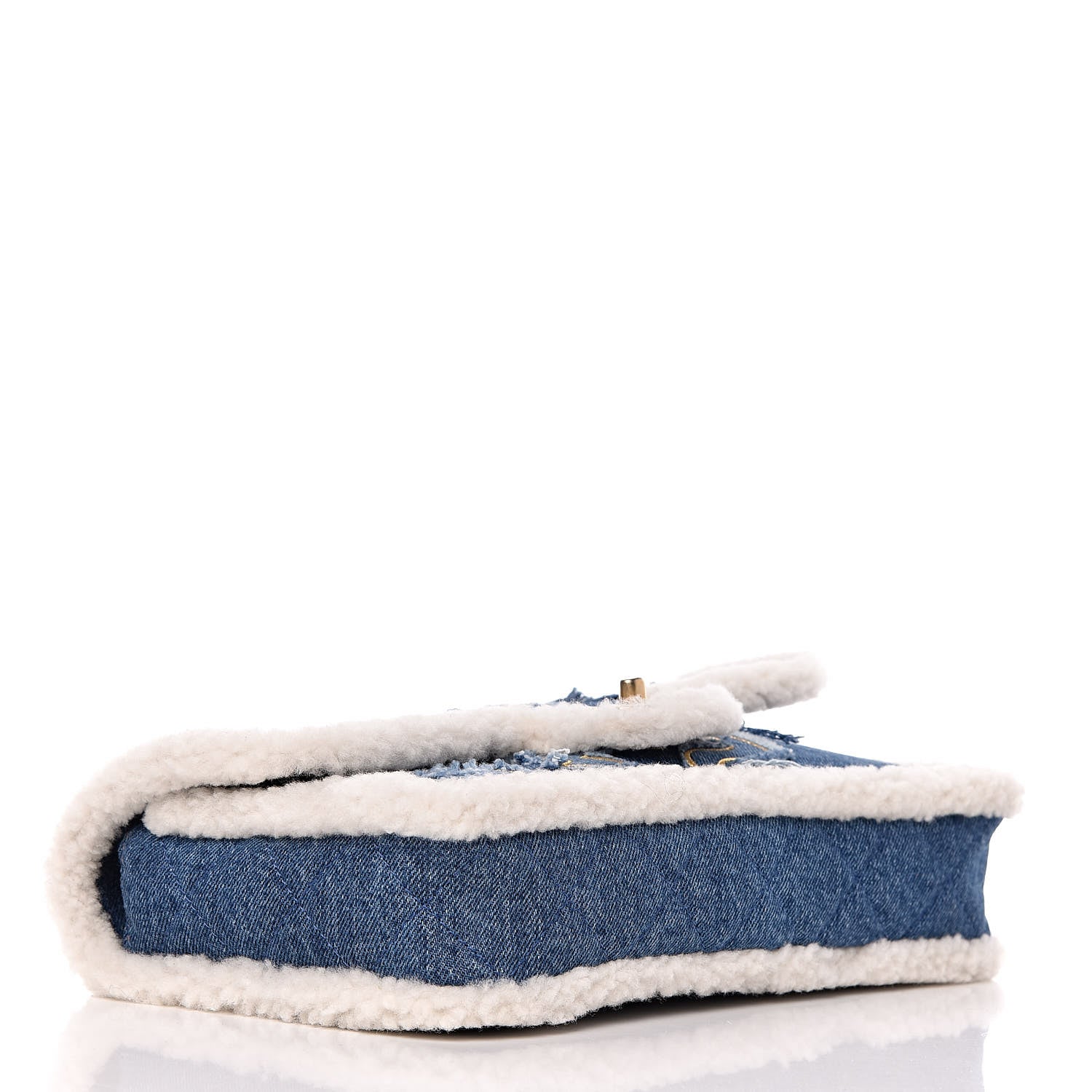 Chanel Denim Shearling Hieroglyph Flap Blue 4 of 10