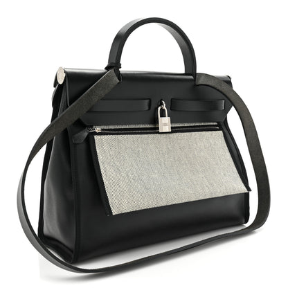 Hermes Toile H Berline Vache Hunter Herbag Zip PM 31 Black Ecru 4 of 10