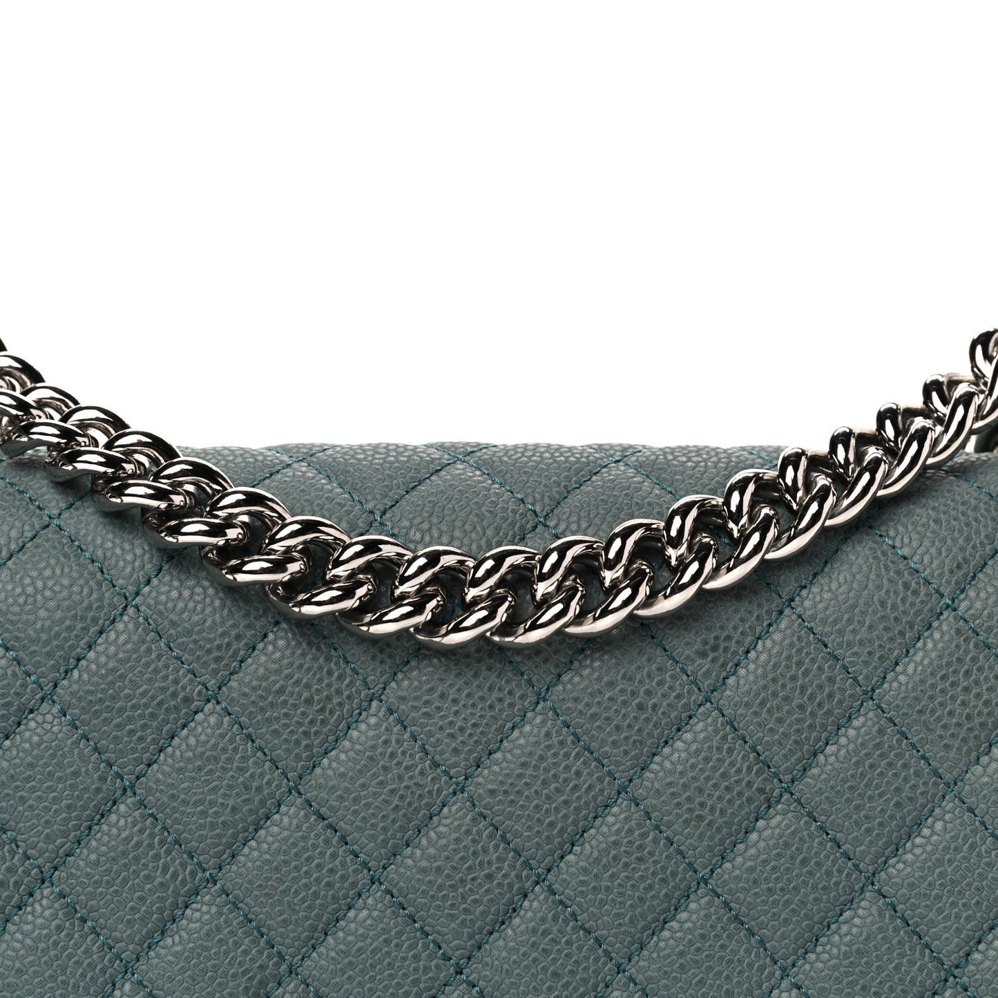 Caviar Quilted Medium Boy Flap Vert Fonce