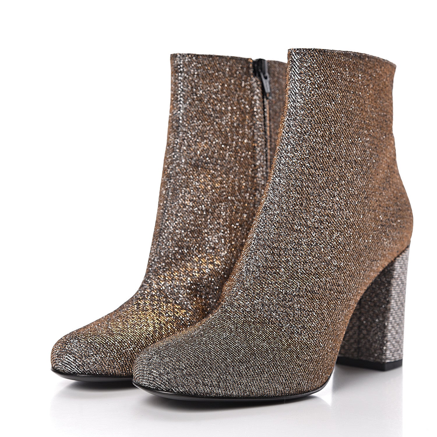 Saint Laurent Glitter Babies Zip Boots 36.5 Black Gold 3 of 11
