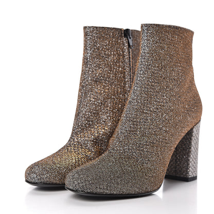 Saint Laurent Glitter Babies Zip Boots 36.5 Black Gold 3 of 11