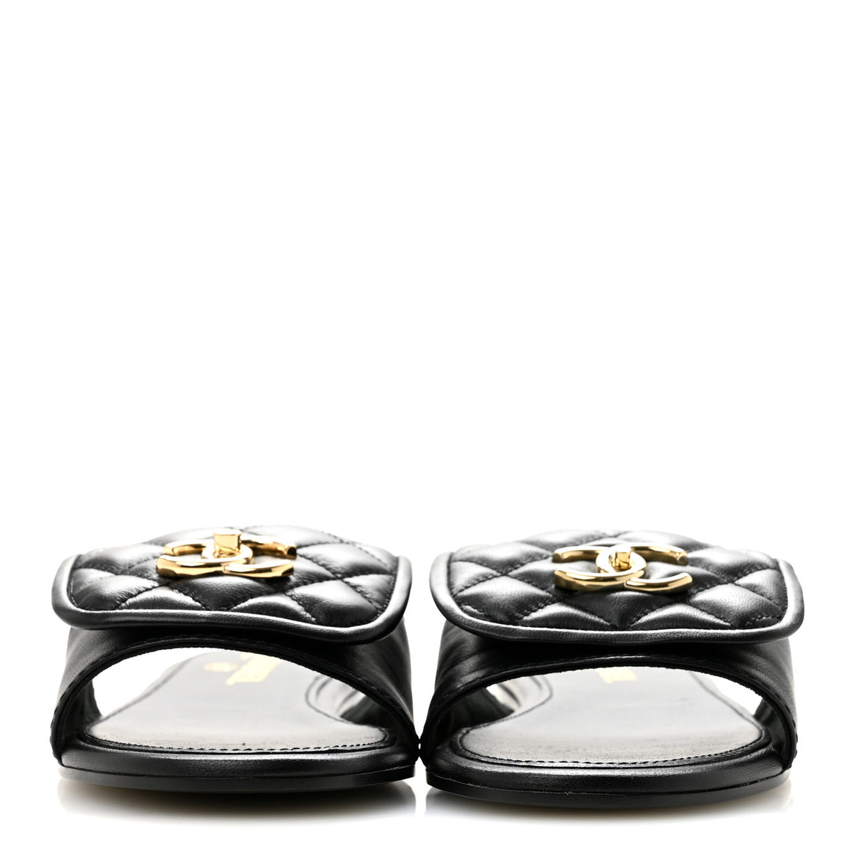 Chanel Lambskin Quilted Turnlock Flat Mules 39 Black 3 of 10