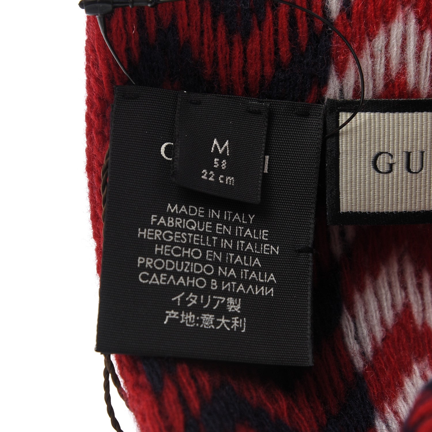 Gucci Wool Tricot Zaggede Beanie Hat M Red Blue 9 of 10