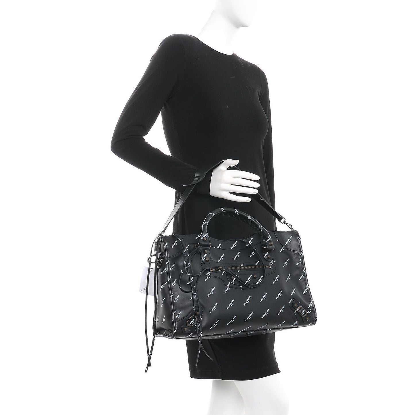 Veau Allover Logo Classic Hardware City Black White