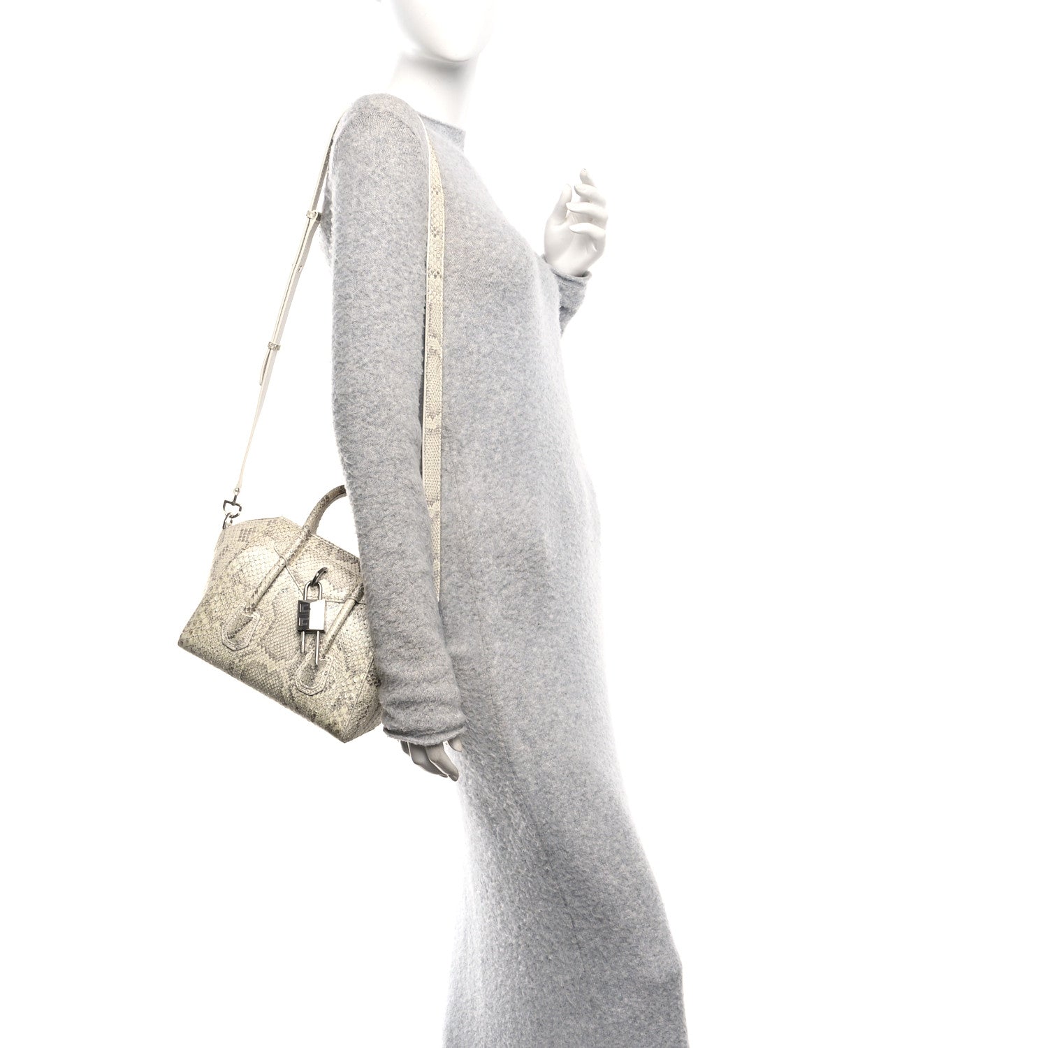 Givenchy Snakeskin Mini Lock Antigona Shoulder Bag Dusty Gold 2 of 10
