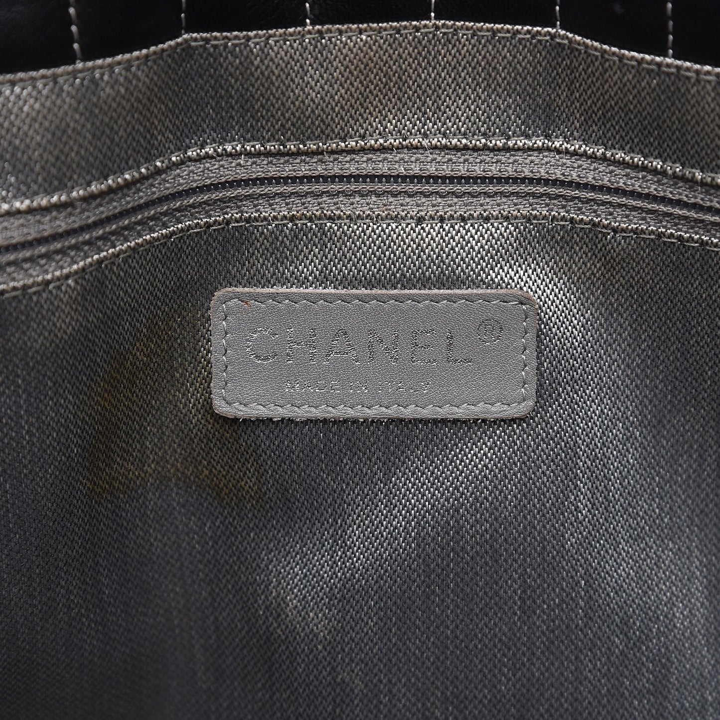 Lambskin Vertical Quilted Large Mademoiselle Tote Black