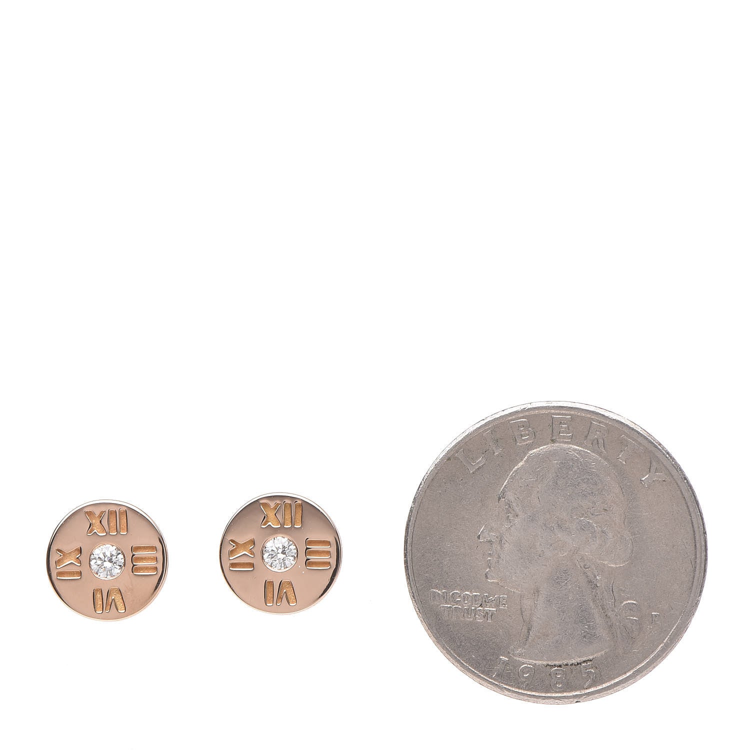 Tiffany 18K Rose Gold Diamond Mini Atlas Earrings 2 of 5