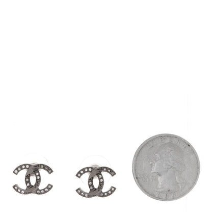 Chanel Ruthenium Crystal CC Earrings Silver 2 of 4