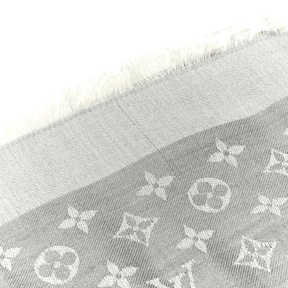Louis Vuitton Wool Silk Monogram Denim Shawl Pearl Grey 3 of 3