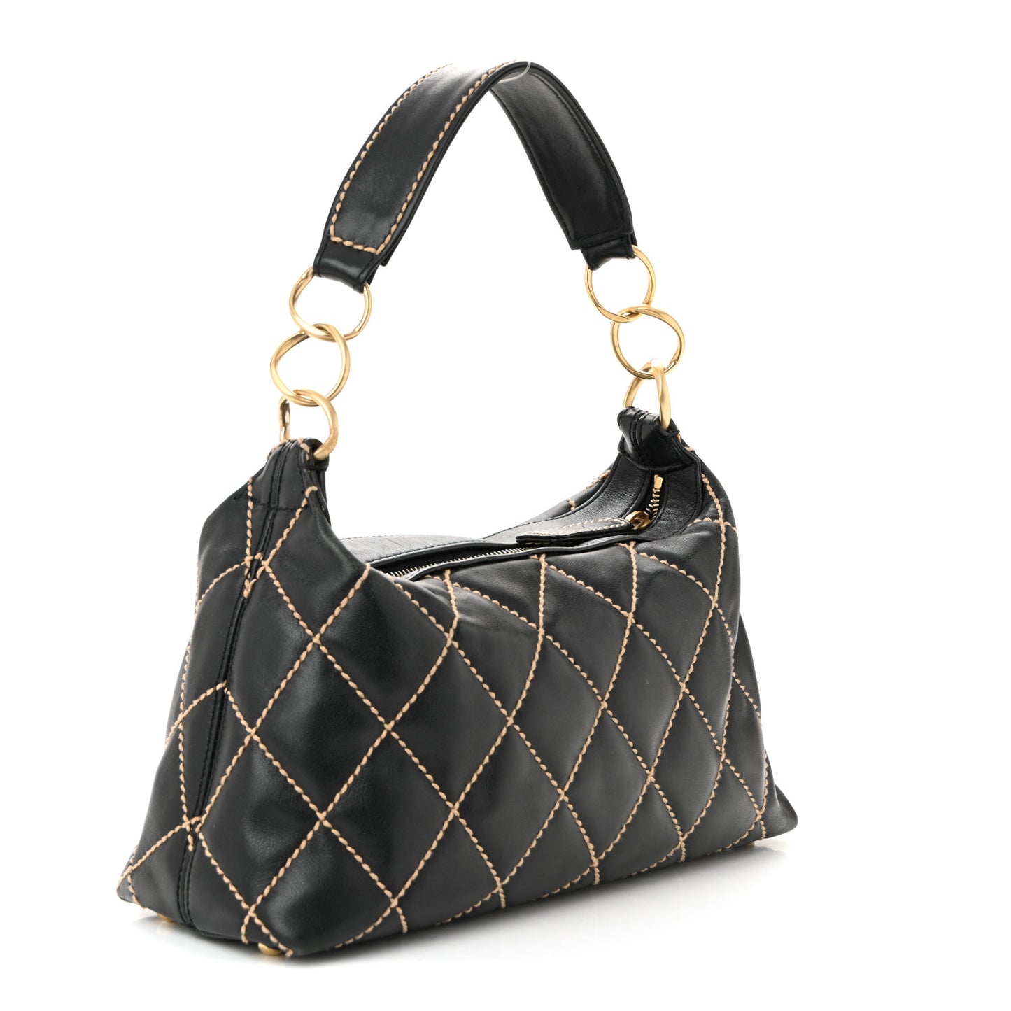 Calfskin Wild Stitch Hobo Black