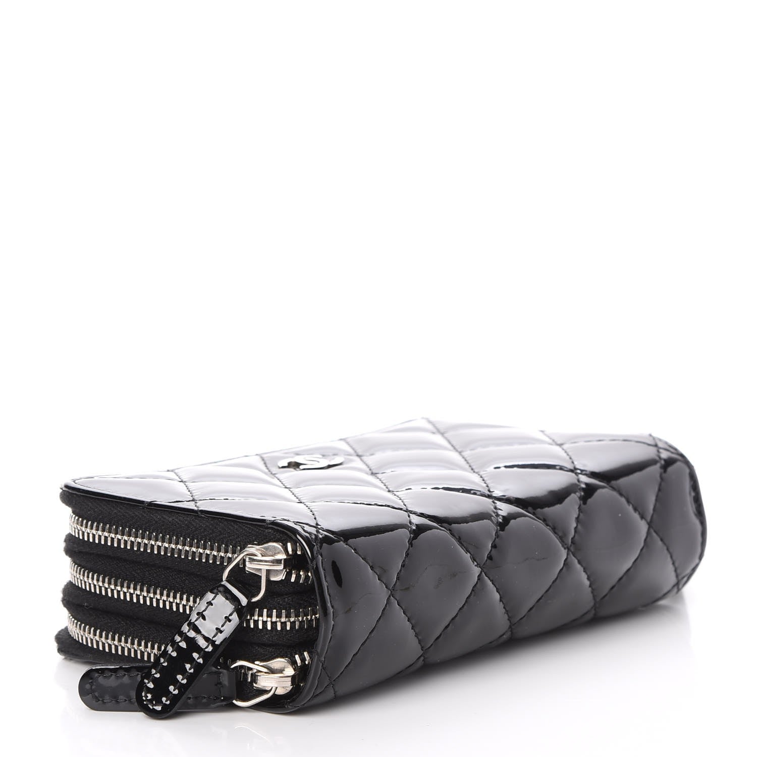 Chanel Patent Calfskin Quilted Zip Around Phone Holder Black 4 of 8