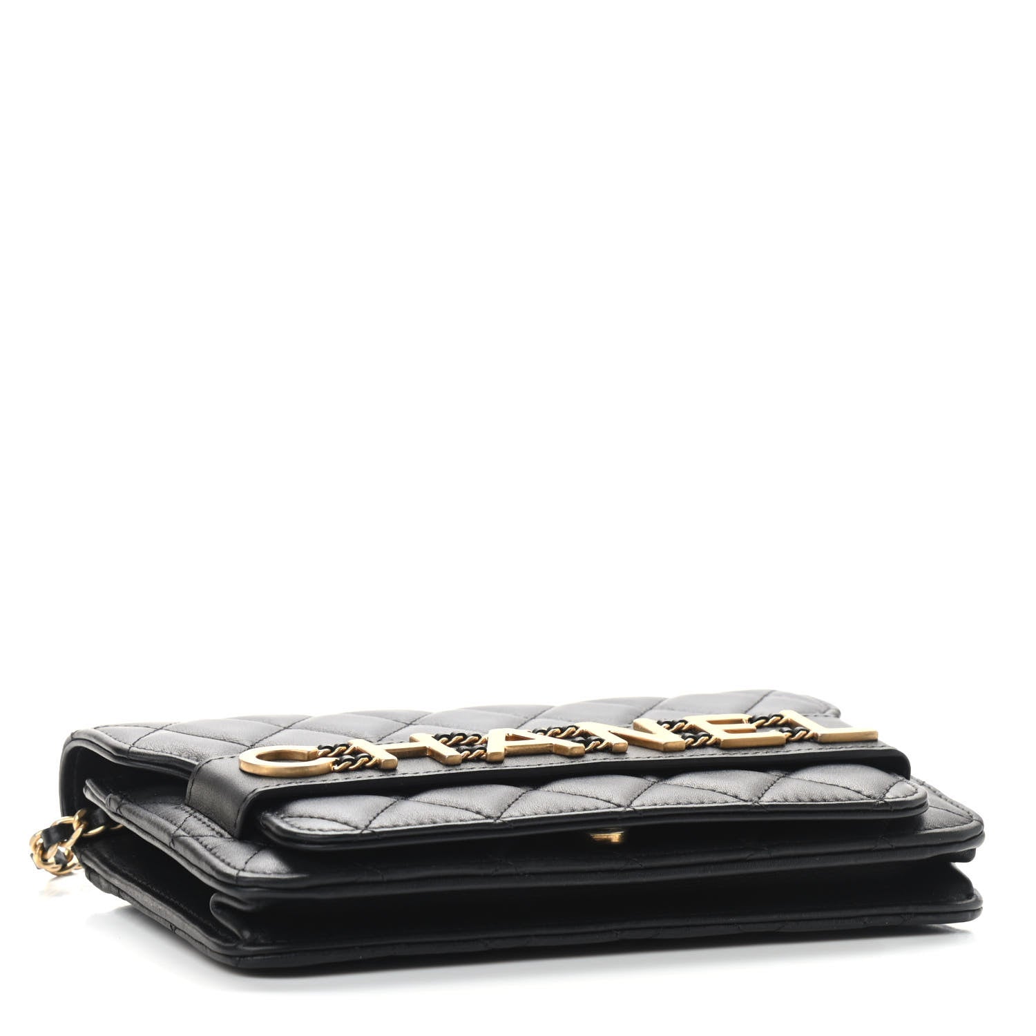 Chanel Calfskin Quilted Enchained Wallet On Chain WOC Black 4 of 10