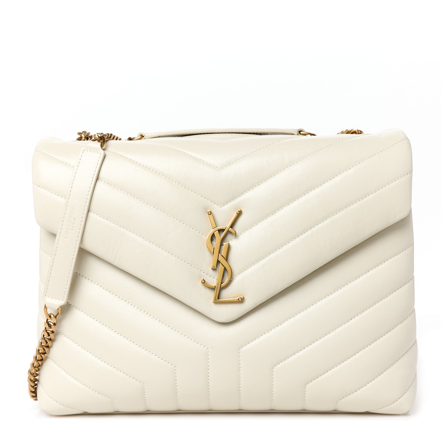 Saint Laurent Calfskin Y Quilted Monogram Medium Loulou Chain Satchel Crema Soft 1 of 11