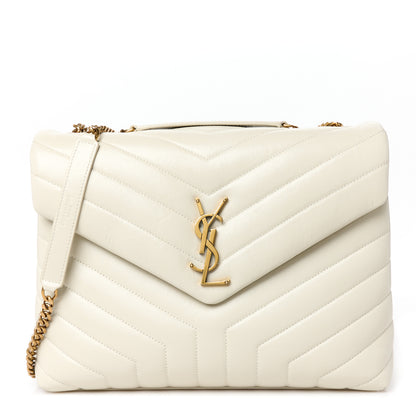 Saint Laurent Calfskin Y Quilted Monogram Medium Loulou Chain Satchel Crema Soft 1 of 11