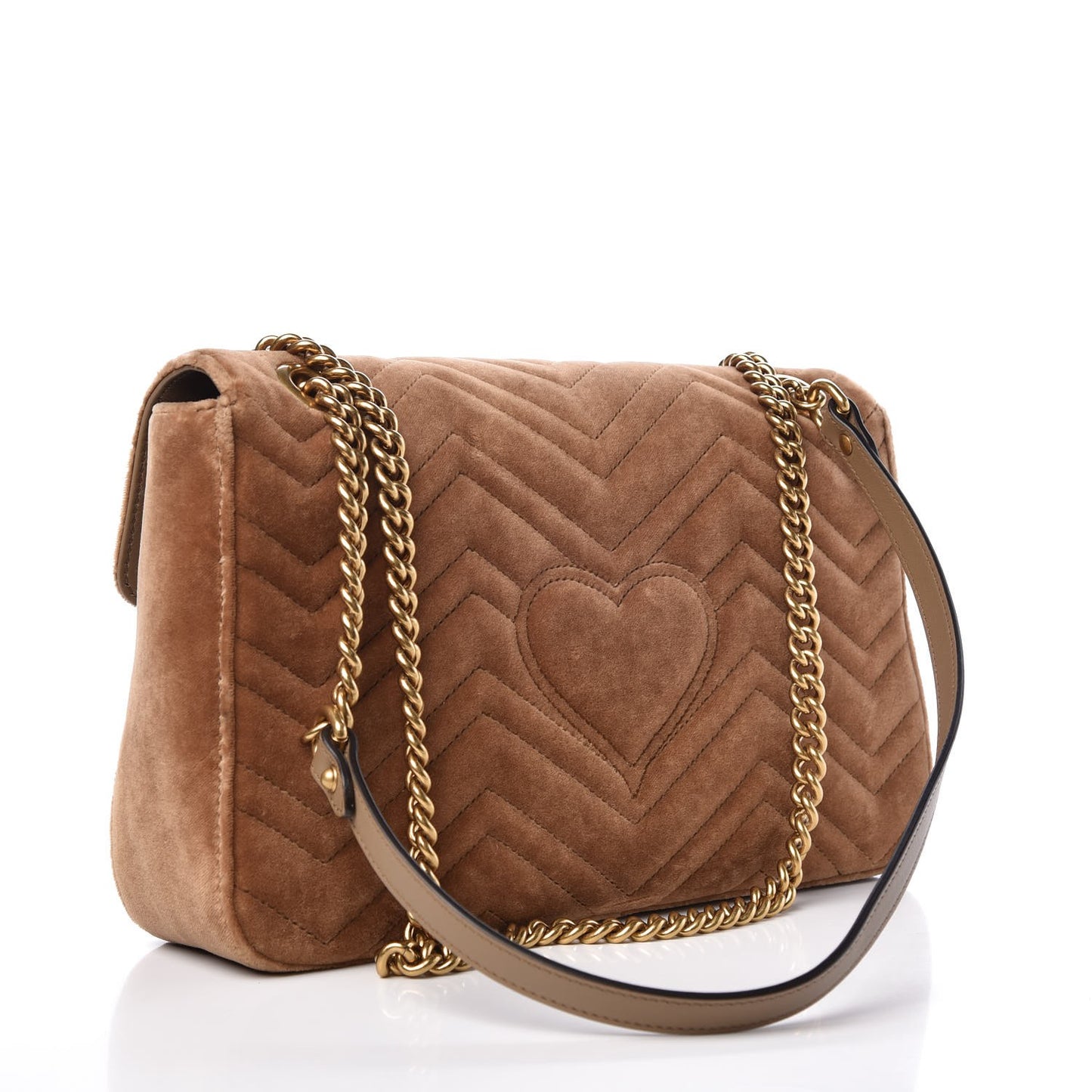 Velvet Matelasse Medium GG Marmont Shoulder Bag Taupe