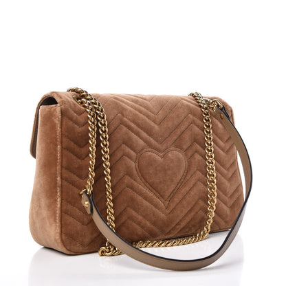 Gucci Velvet Matelasse Medium GG Marmont Shoulder Bag Taupe 4 of 8