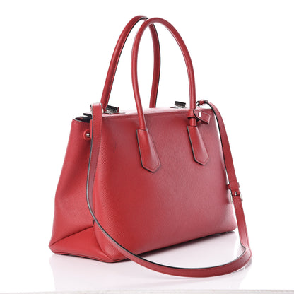 Prada Saffiano Cuir Twin Tote Fuoco 3 of 14