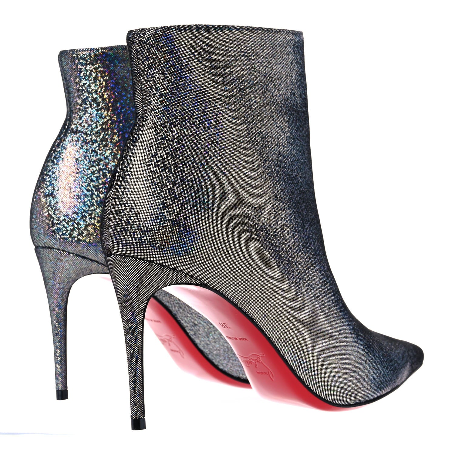 Christian Louboutin Glitter So Kate Booty 85 Disco Queen Ankle Boots 38 Silver Multicolor 4 of 9