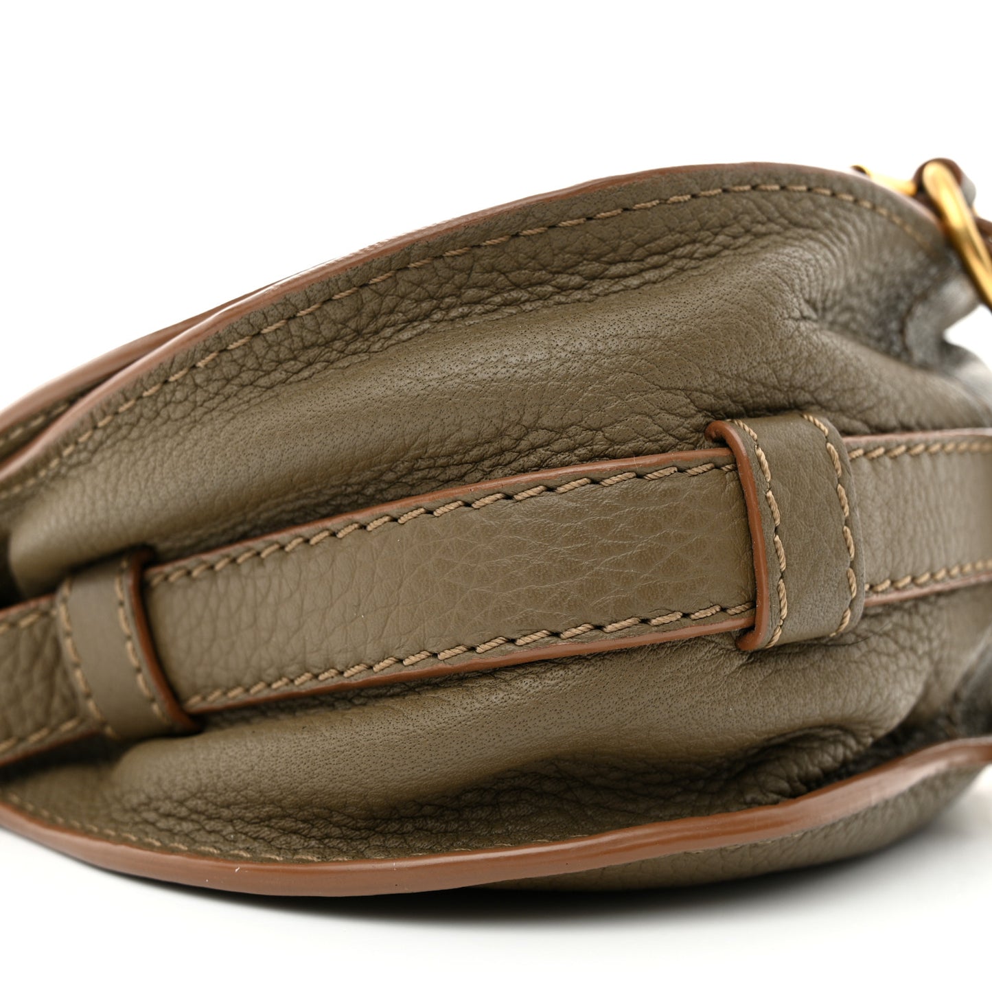 Grained Calfskin Small Marcie Saddle Bag Anchor Grey
