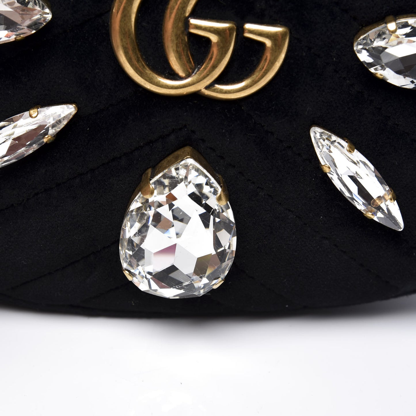 Velvet Matelasse Marquise Crystals GG Marmont Belt Bag 85 34 Black