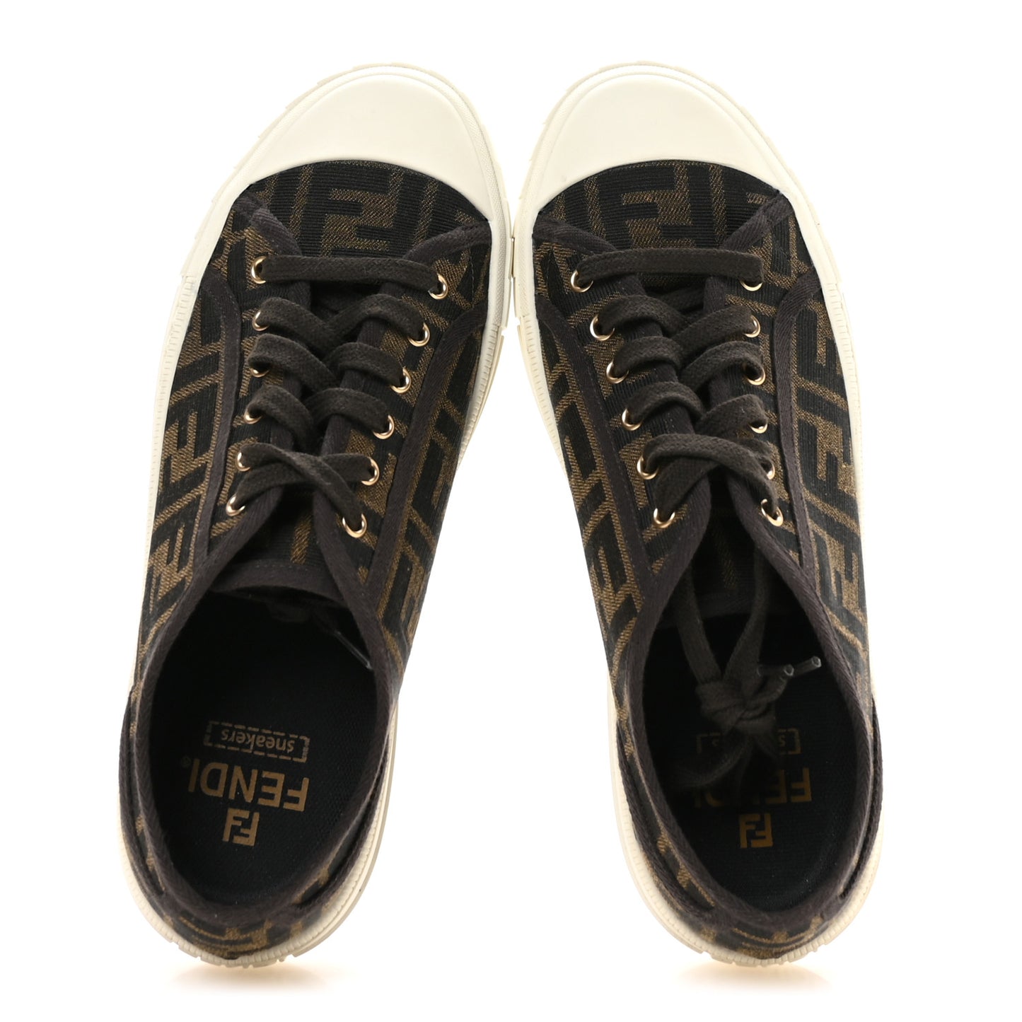 Fabric Jacquard FF Womens Domino Low Top Sneakers 40 Tobacco