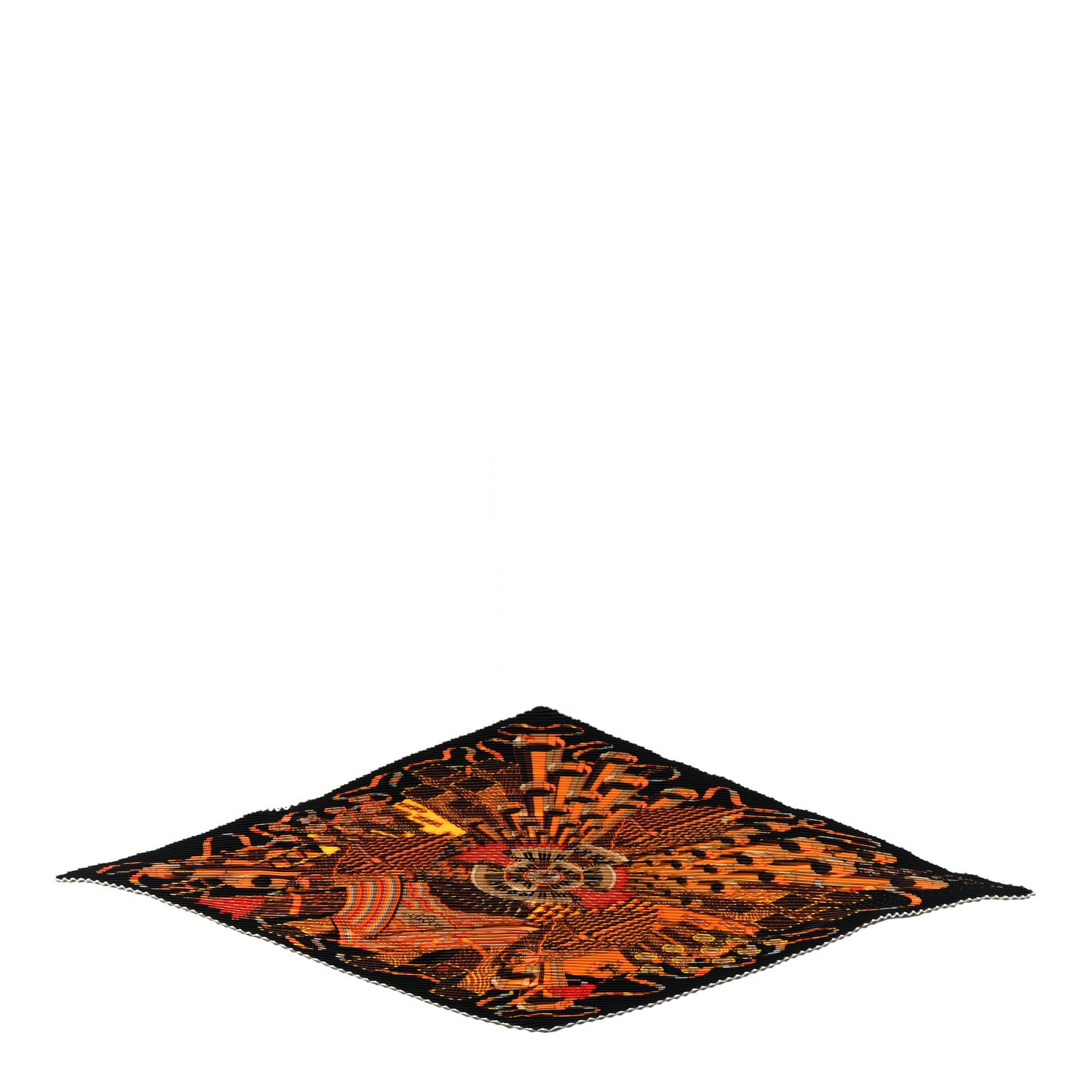 Hermes Silk Plisse Point D’Orgue Scarf 90 Black Orange 1 of 5