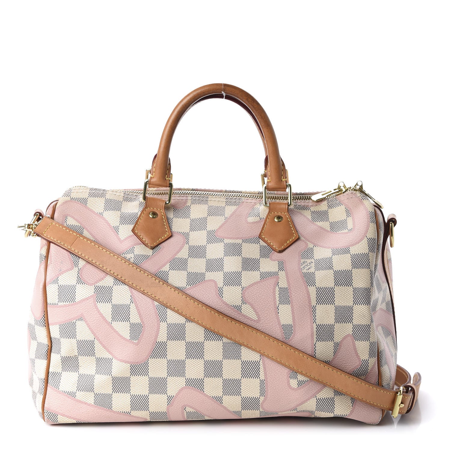 Louis Vuitton Damier Azur Tahitienne Speedy Bandouliere 30 Rose Ballerine 1 of 12