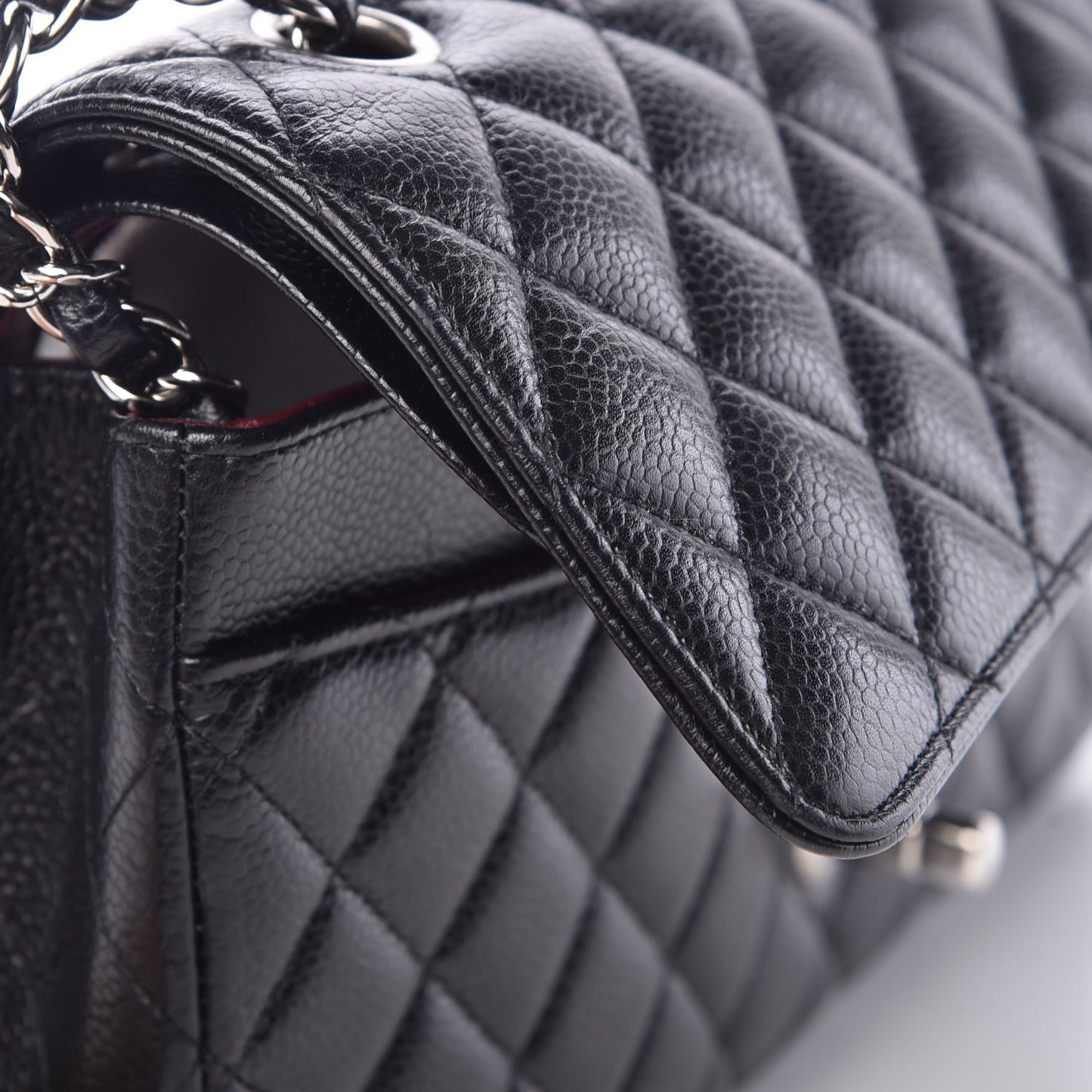 Caviar Quilted Medium Double Flap Black