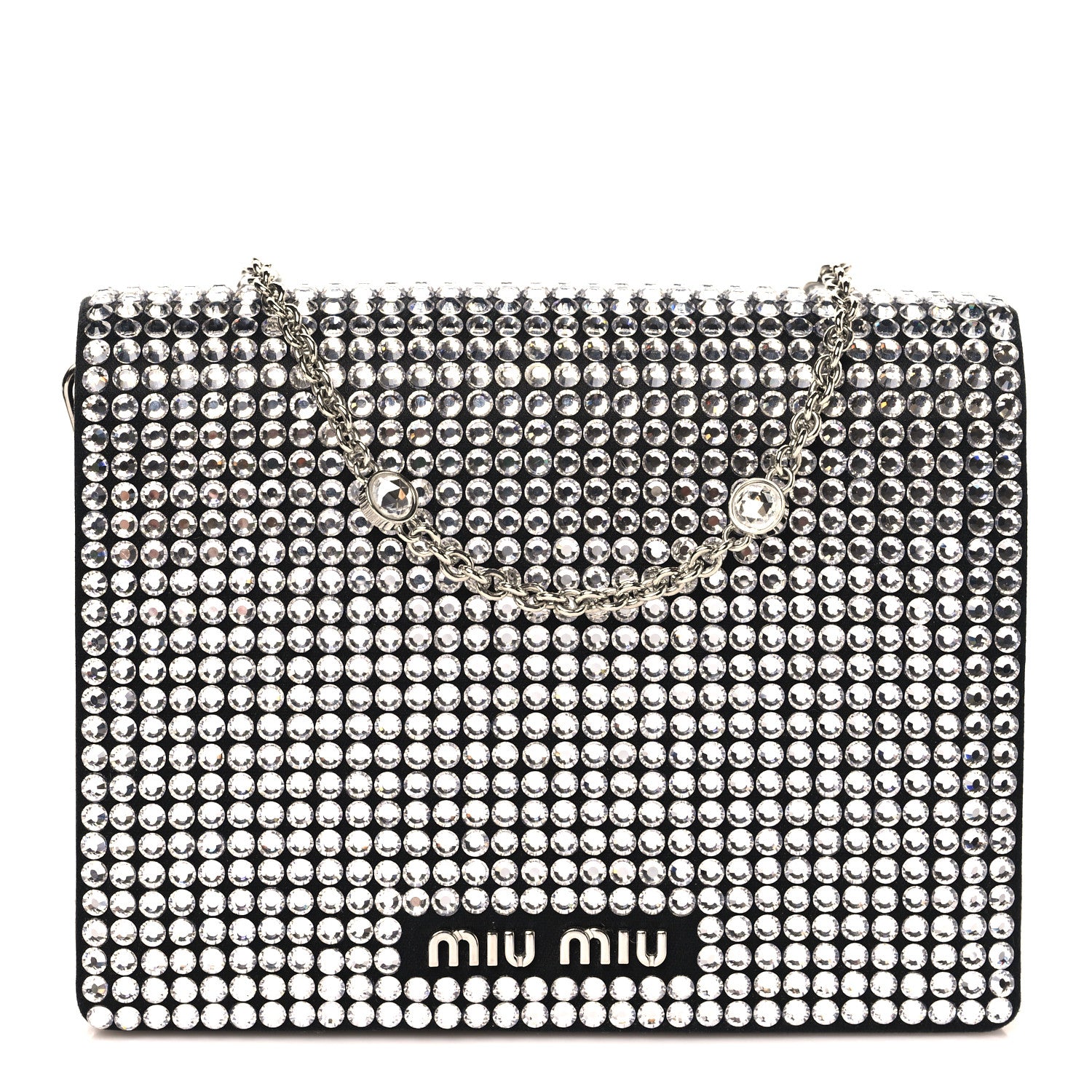 Miu Miu Nappa Crystal Starlight Mini Clutch Bag Black 1 of 9