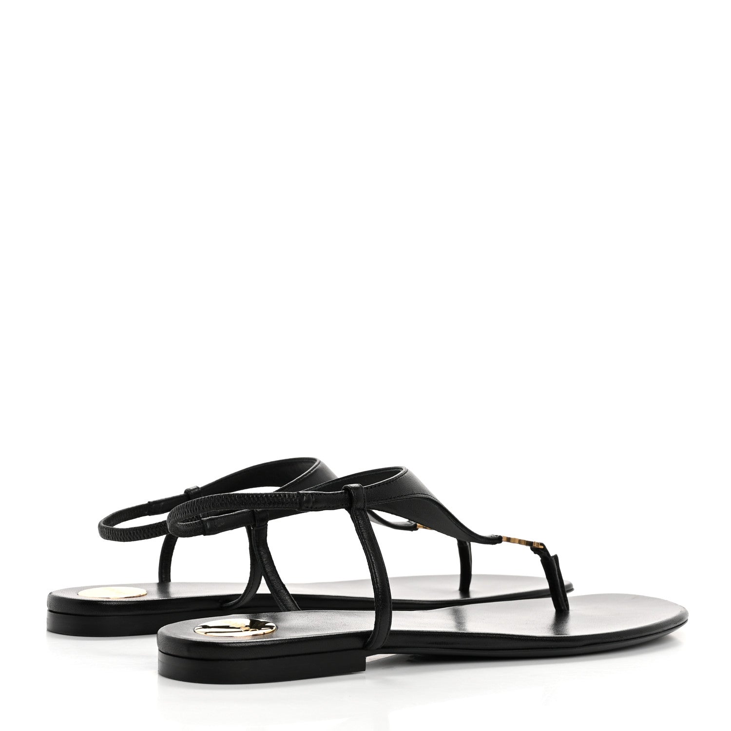 Saint Laurent Smooth Calfskin Cassandra Monogram Sandals 40 Black 5 of 9