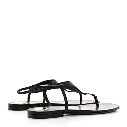 Saint Laurent Smooth Calfskin Cassandra Monogram Sandals 40 Black 5 of 9