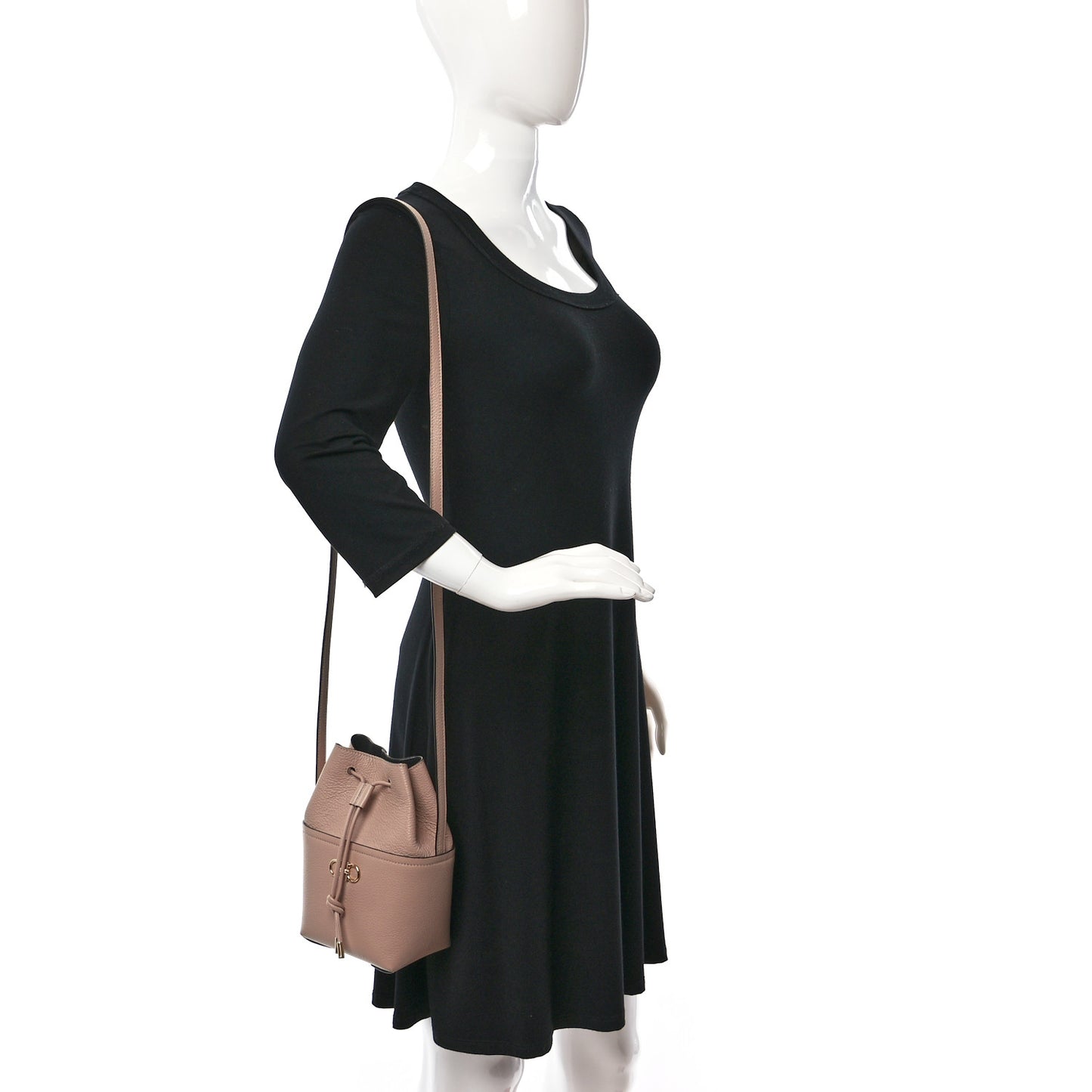 Grained Calfskin Mini Gancino Bucket Bag Amaretti