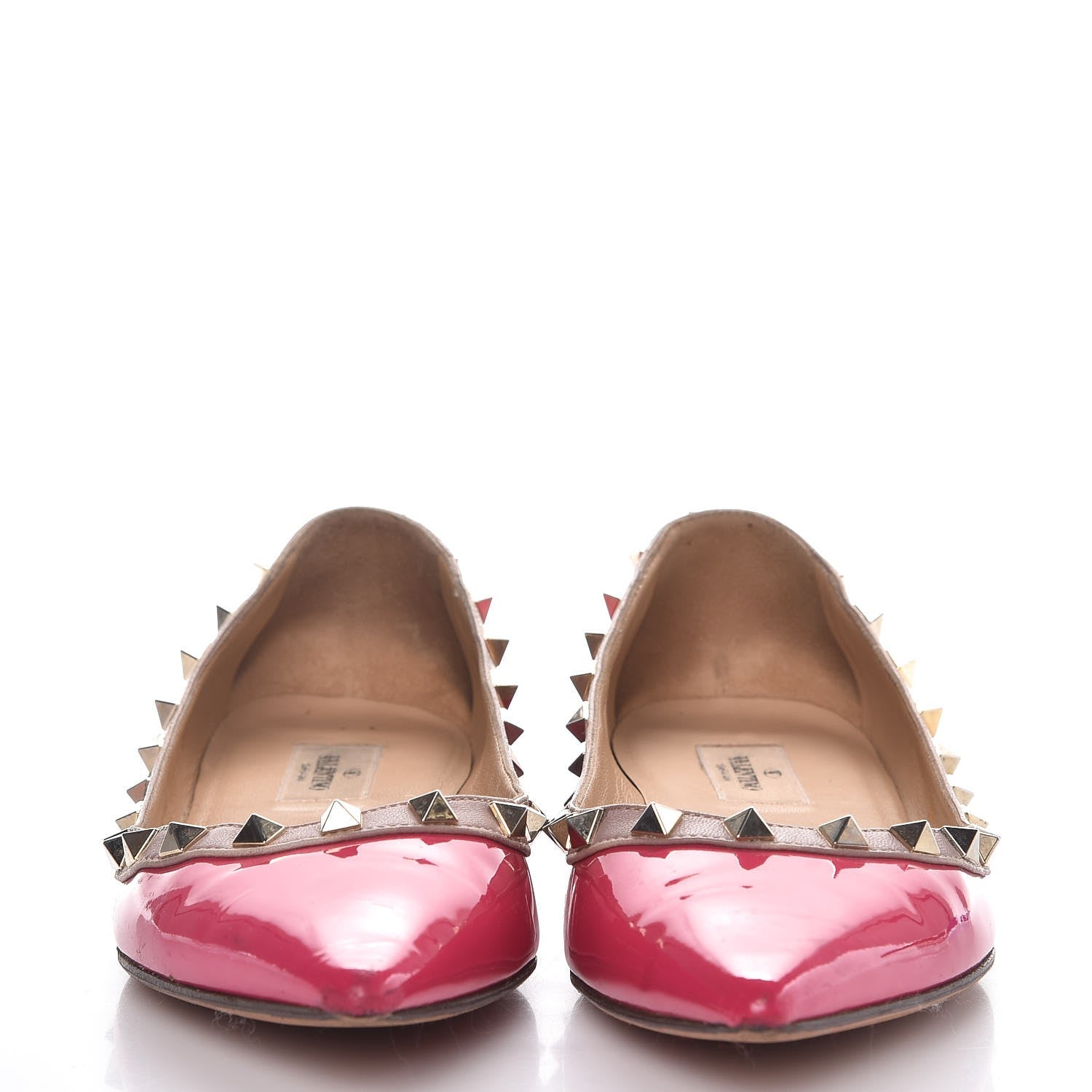 Valentino Garavani Patent Nappa Rockstud Ballerina Flats 38 Framboise Poudre 2 of 21