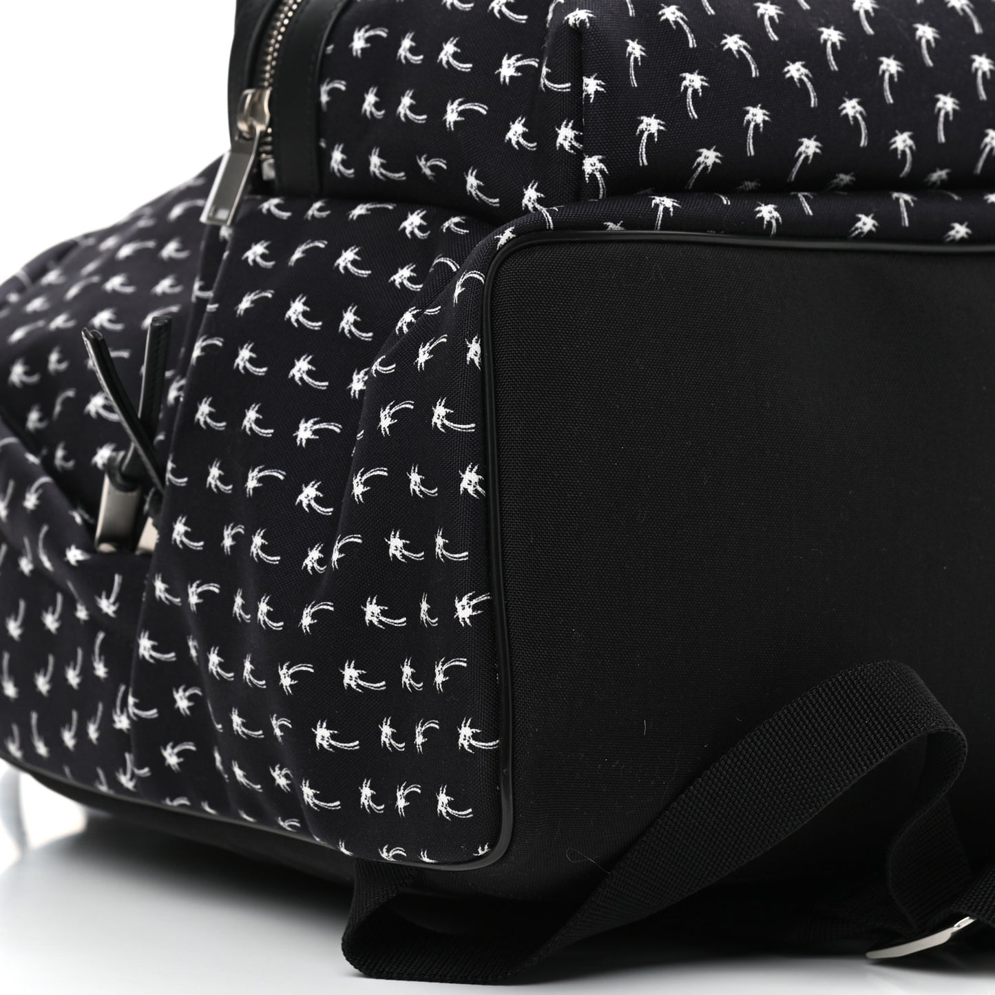 Canvas Palm Tree Print City Backpack Black White