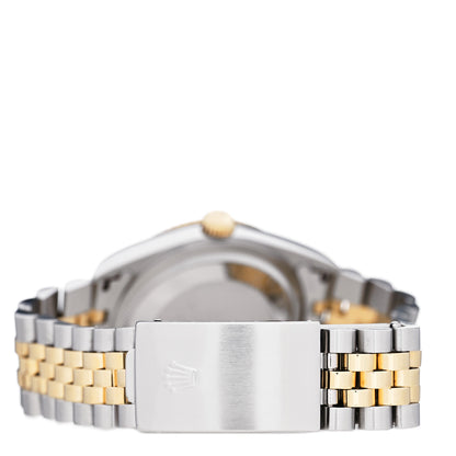 Rolex Stainless Steel 18K Yellow Gold Diamond 36mm Oyster Perpetual Datejust Watch Blue 16233 3 of 5