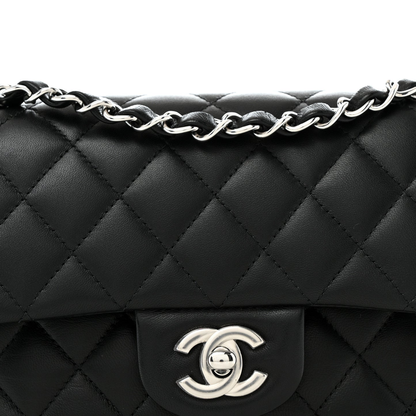 Lambskin Quilted Small Double Flap Black