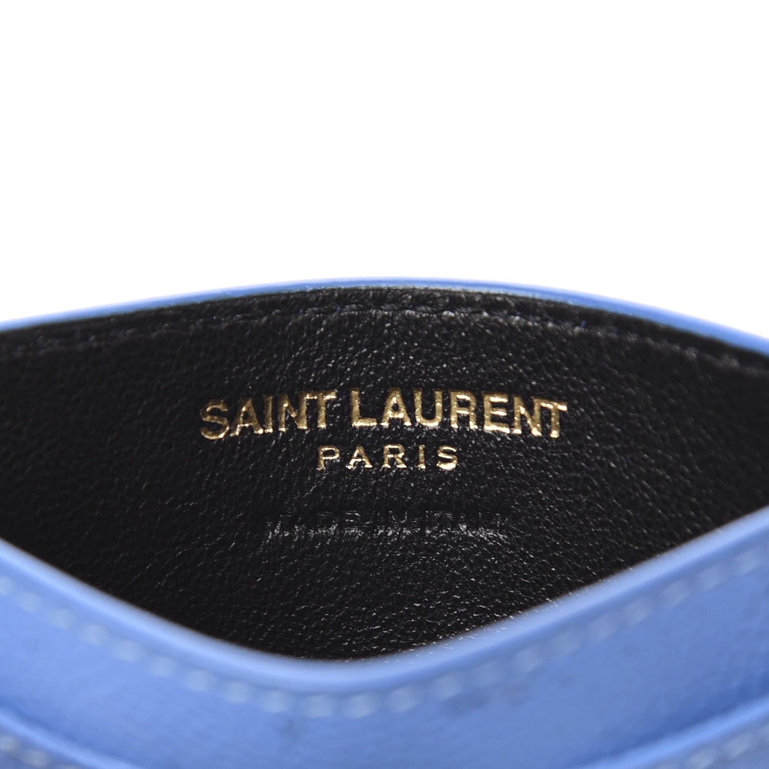 Saint Laurent Grain De Poudre Matelasse Monogram Credit Card Case Blue Clair 6 of 8