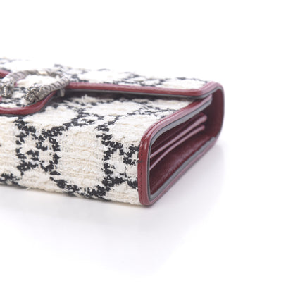 Gucci Tweed GG Monogram Mini Dionysus Chain Wallet White Black Romantic Cherry 9 of 10