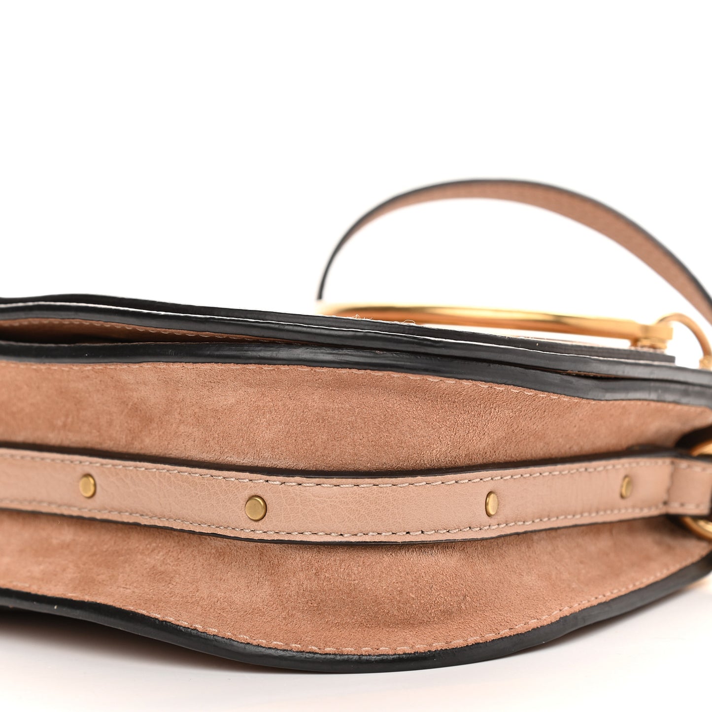 Calfskin Suede Small Nile Bracelet Bag Biscotti Beige