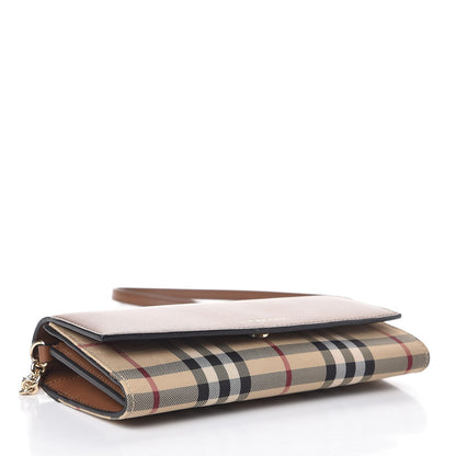 Burberry Derby Calfskin House Check Henley Wallet On Chain Tan 4 of 8