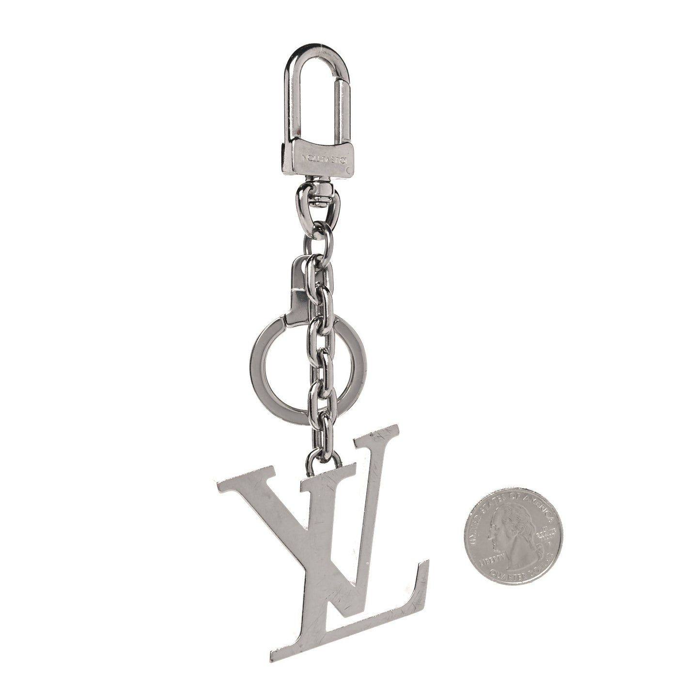 LV Facettes Bag Charm Key Holder Silver