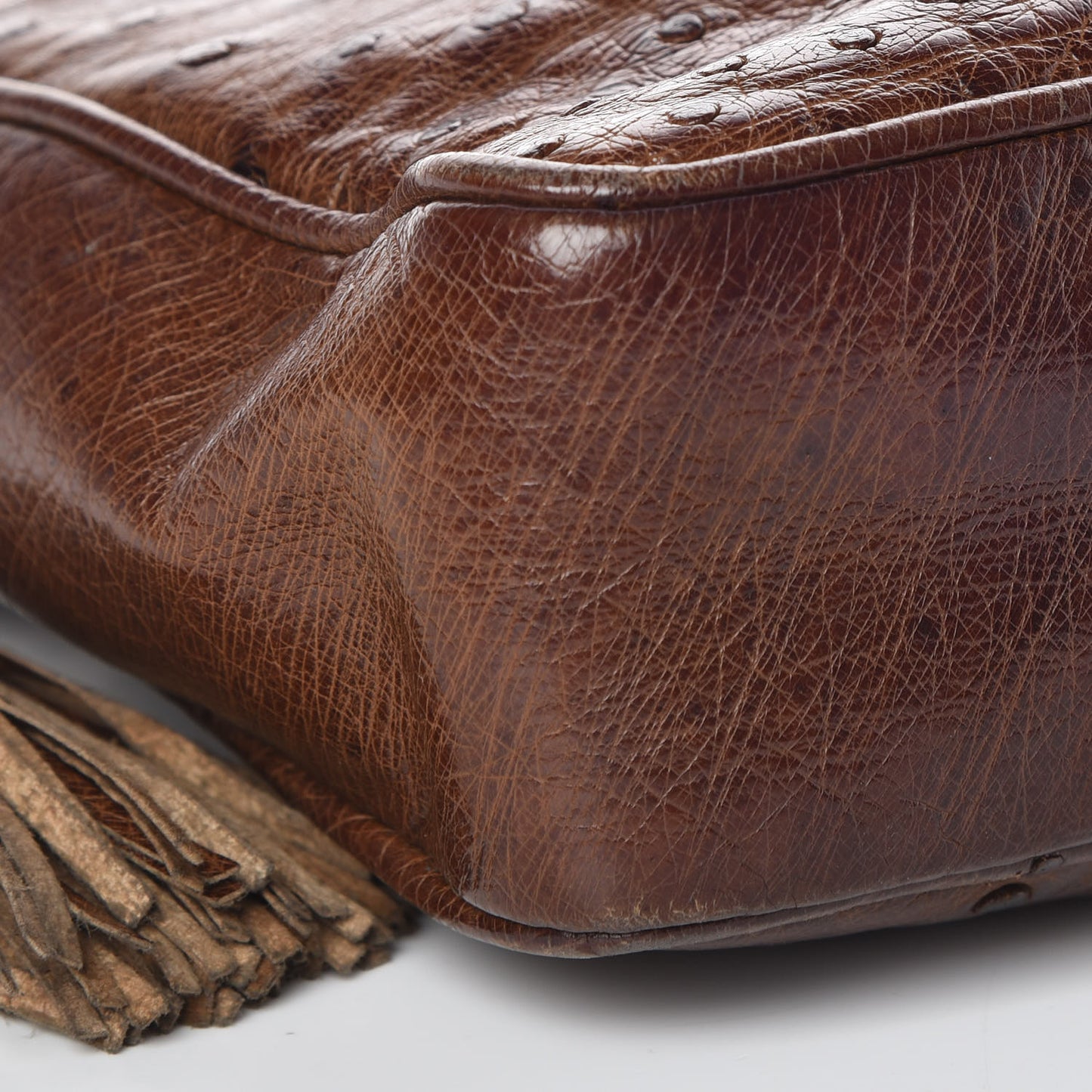 Ostrich Tassel Camera Case Brown