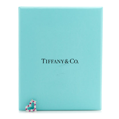 Tiffany Platinum Diamond Pink Sapphire Mini Heart Charm 5 of 5